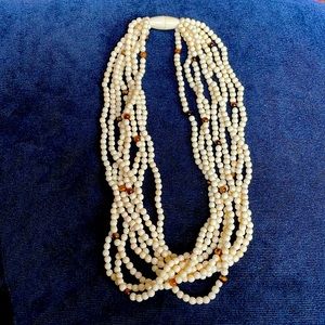 Ivory and tiger’s eye beaded choker necklace, vintage.